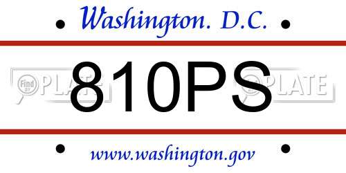 810PS District Of Columbia License Plate