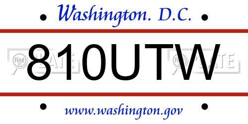 810UTW District Of Columbia License Plate