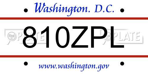 810ZPL District Of Columbia License Plate