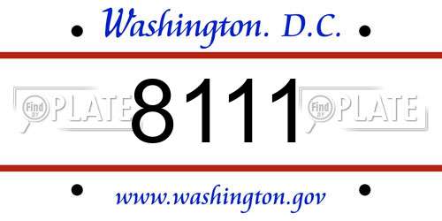 8111 District Of Columbia License Plate