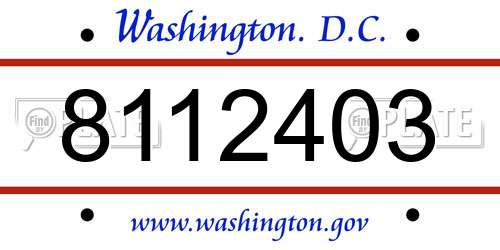 8112403 District Of Columbia License Plate