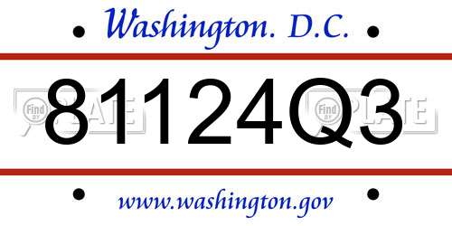 81124Q3 District Of Columbia License Plate