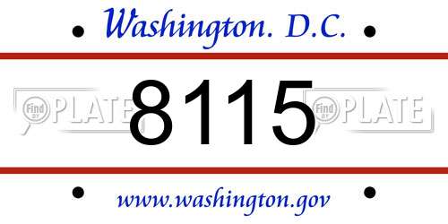 8115 District Of Columbia License Plate