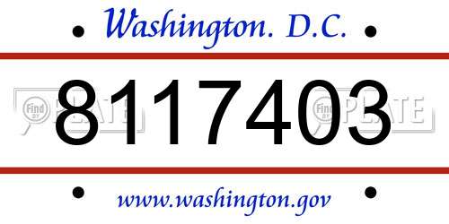 8117403 District Of Columbia License Plate