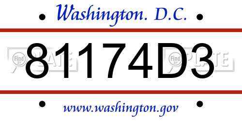 81174D3 District Of Columbia License Plate