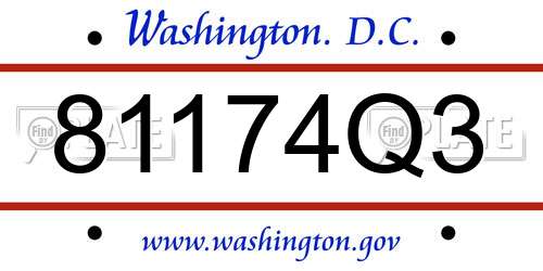 81174Q3 District Of Columbia License Plate