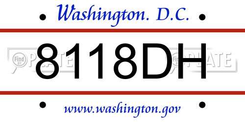 8118DH District Of Columbia License Plate