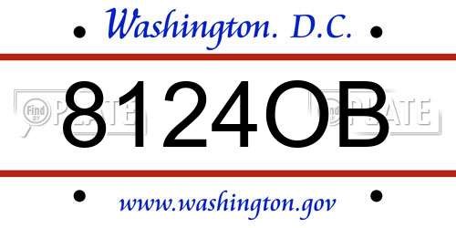 8124OB District Of Columbia License Plate