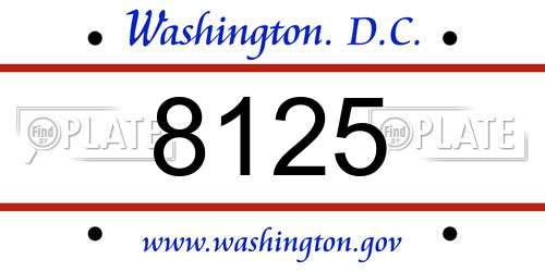 8125 District Of Columbia License Plate