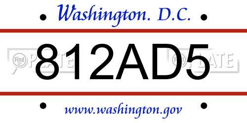 812AD5 District Of Columbia License Plate