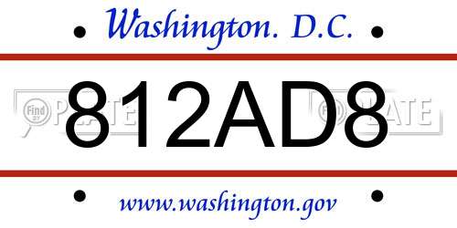 812AD8 District Of Columbia License Plate