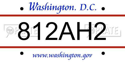 812AH2 District Of Columbia License Plate