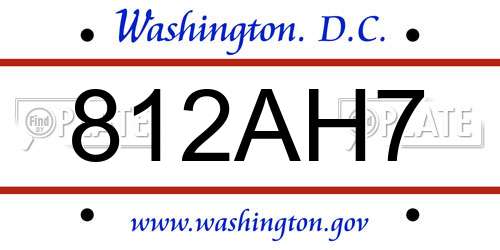 812AH7 District Of Columbia License Plate