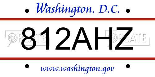 812AHZ District Of Columbia License Plate