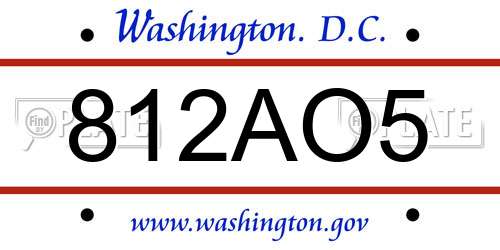 812AO5 District Of Columbia License Plate