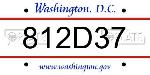 812D37 District Of Columbia License Plate