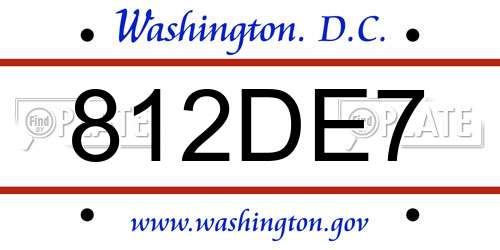 812DE7 District Of Columbia License Plate