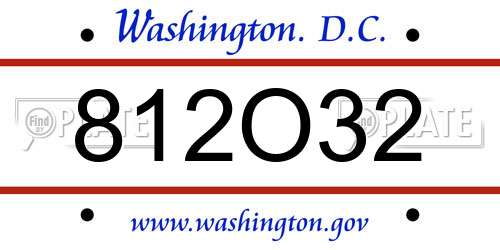 812O32 District Of Columbia License Plate
