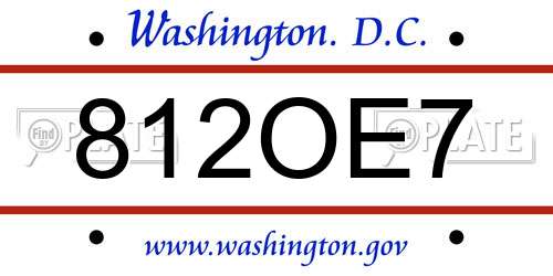 812OE7 District Of Columbia License Plate