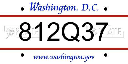 812Q37 District Of Columbia License Plate