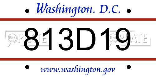 813D19 District Of Columbia License Plate