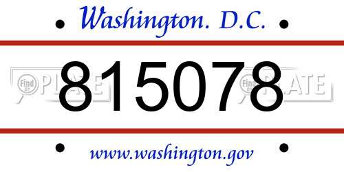 815078 District Of Columbia License Plate