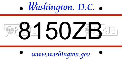 8150ZB District Of Columbia License Plate