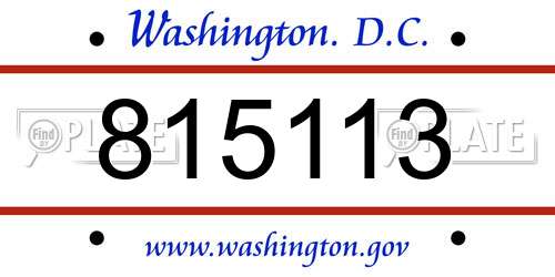 815113 District Of Columbia License Plate