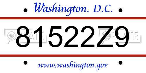 81522Z9 District Of Columbia License Plate