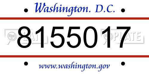 8155017 District Of Columbia License Plate