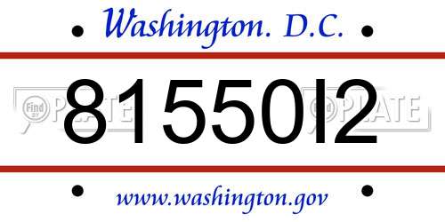 81550I2 District Of Columbia License Plate