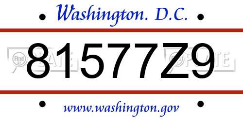 81577Z9 District Of Columbia License Plate