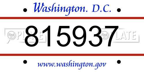 815937 District Of Columbia License Plate