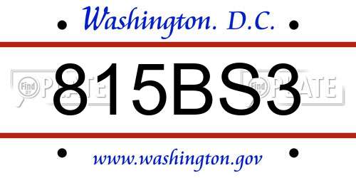 815BS3 District Of Columbia License Plate
