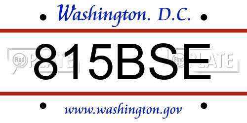 815BSE District Of Columbia License Plate
