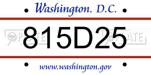 815D25 District Of Columbia License Plate