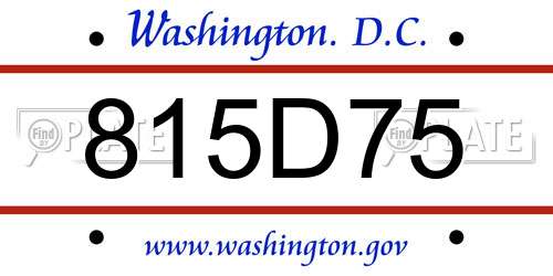 815D75 District Of Columbia License Plate