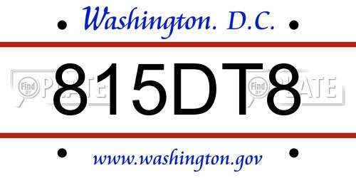 815DT8 District Of Columbia License Plate