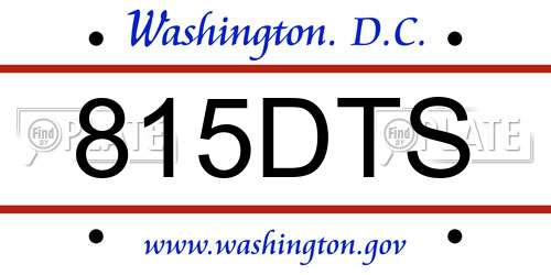 815DTS District Of Columbia License Plate
