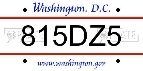 815DZ5 District Of Columbia License Plate