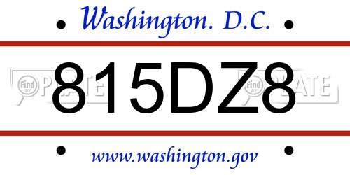 815DZ8 District Of Columbia License Plate