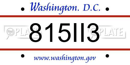 815II3 District Of Columbia License Plate