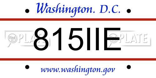 815IIE District Of Columbia License Plate