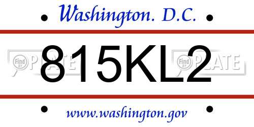 815KL2 District Of Columbia License Plate
