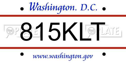 815KLT District Of Columbia License Plate