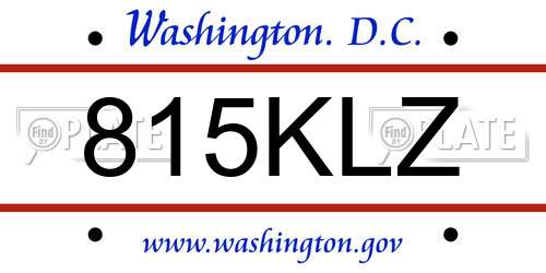 815KLZ District Of Columbia License Plate