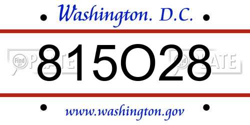 815O28 District Of Columbia License Plate