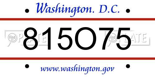 815O75 District Of Columbia License Plate