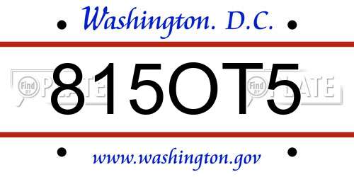 815OT5 District Of Columbia License Plate