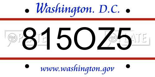 815OZ5 District Of Columbia License Plate